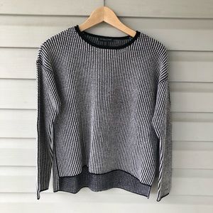 Eileen fisher Wool Box Sweater Black White Petite